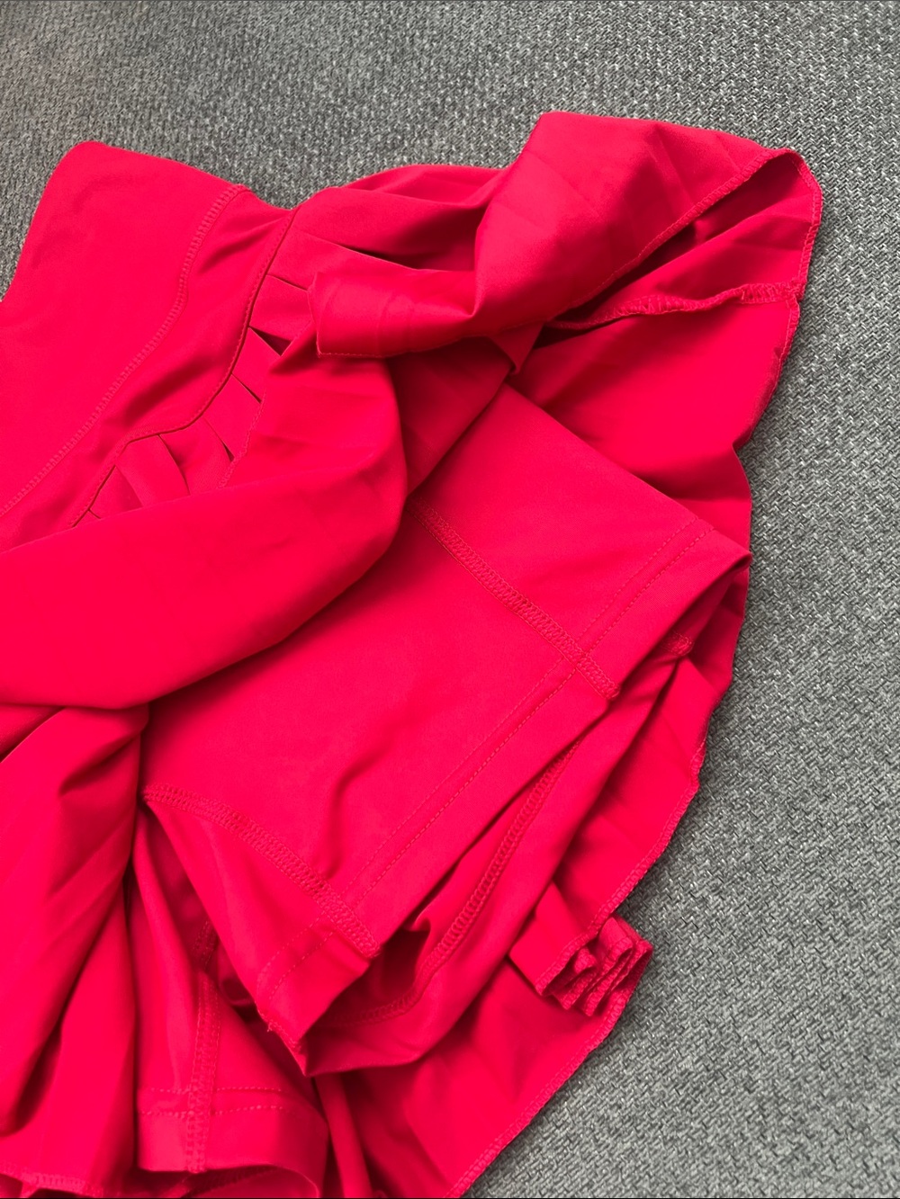 Pleated Hot Red Mini Skirt with Built-In Shorts - Picture 6 of 7